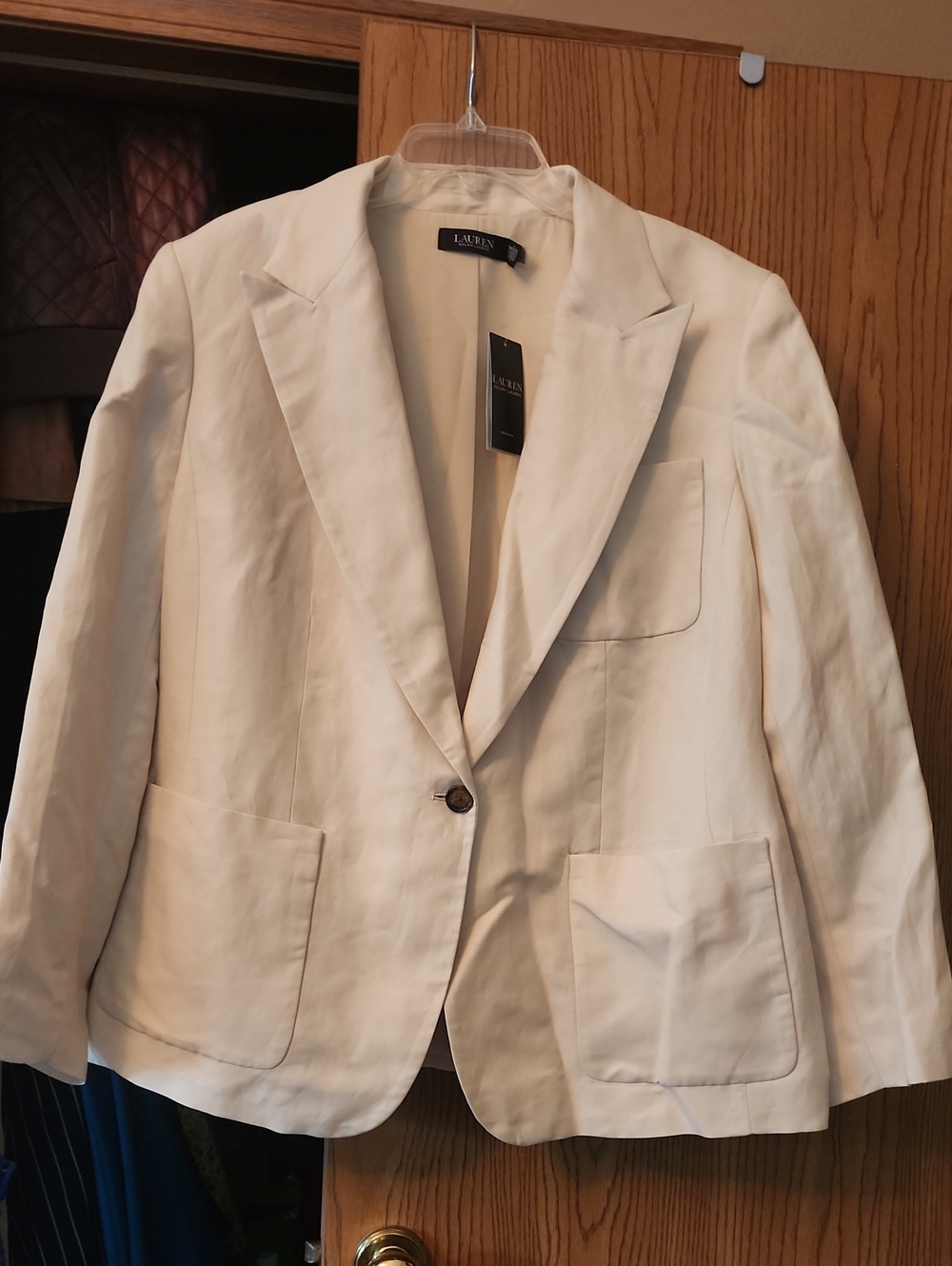 Lauren Ralph Lauren Off-White Single-Button Tailored Blazer